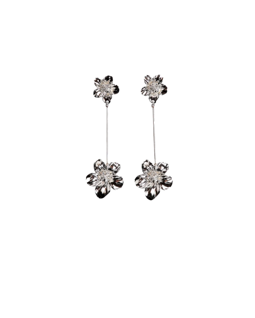 silver earrings flowers